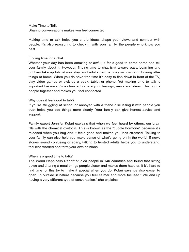 Make Time To Talk | PDF