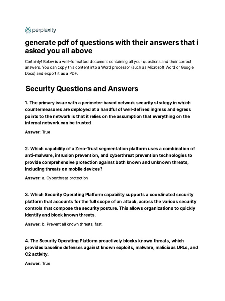 Generate PDF of Questions With Their Answers That | PDF | Security ...