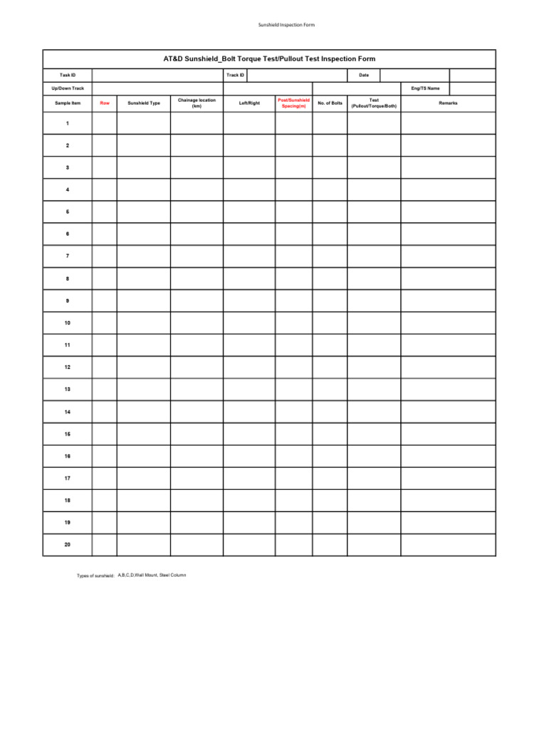 Sunshield Inspection Report Form | PDF