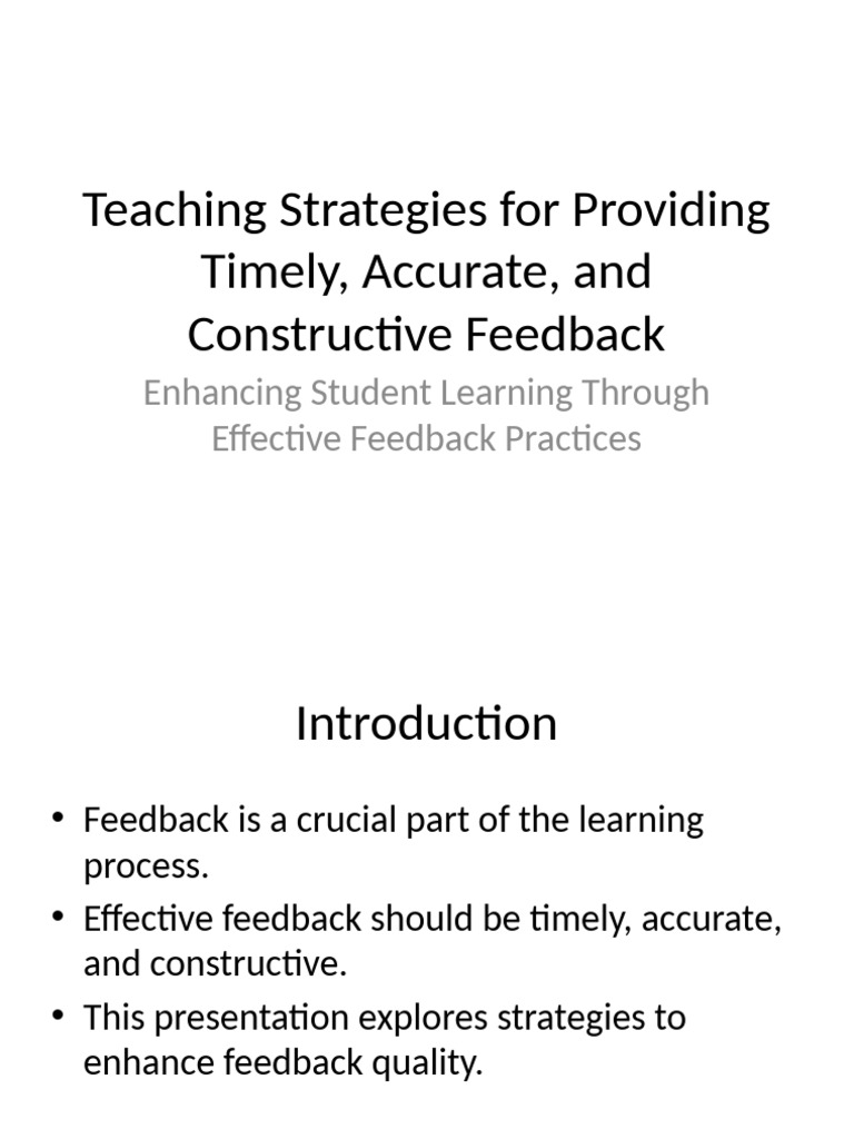 Teaching Strategies Feedback 3 | PDF