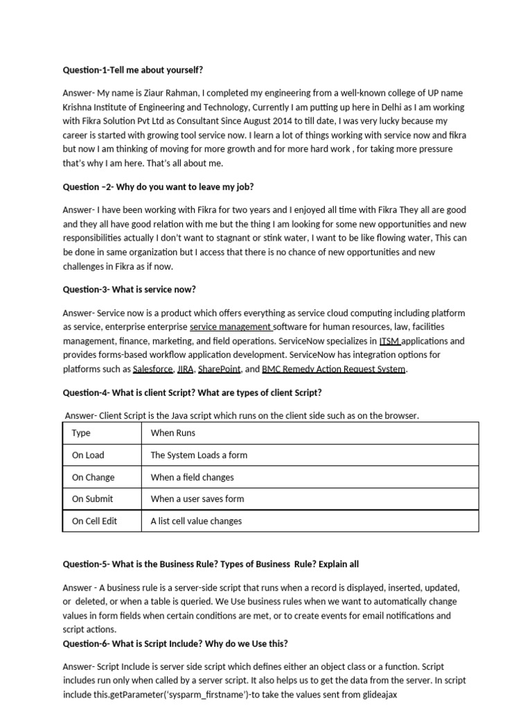 ServiceNow Admin Interview Insights | PDF | Class (Computer Programming ...