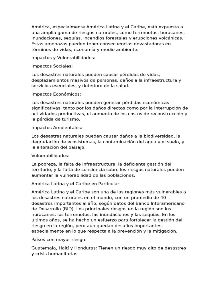 Riesgos Naturales en América Latina y el Caribe | PDF | Desastres ...