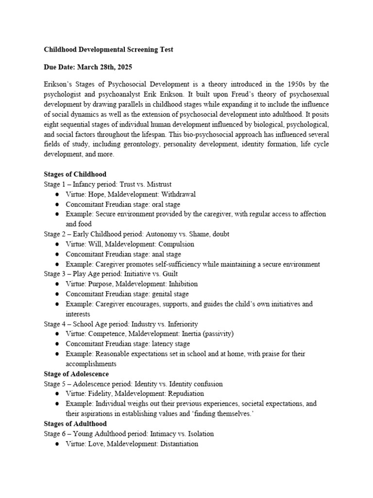 Childhood Development Screening Overview | PDF | Developmental ...