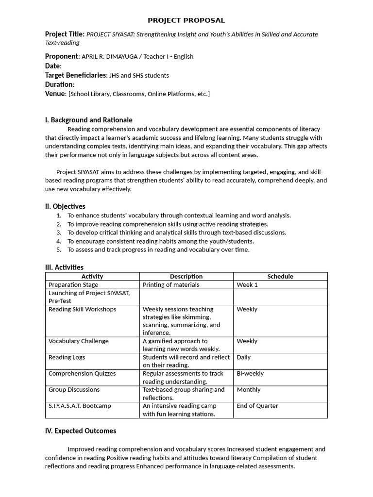 Project Proposal - Project Siyasat | PDF | Reading Comprehension ...