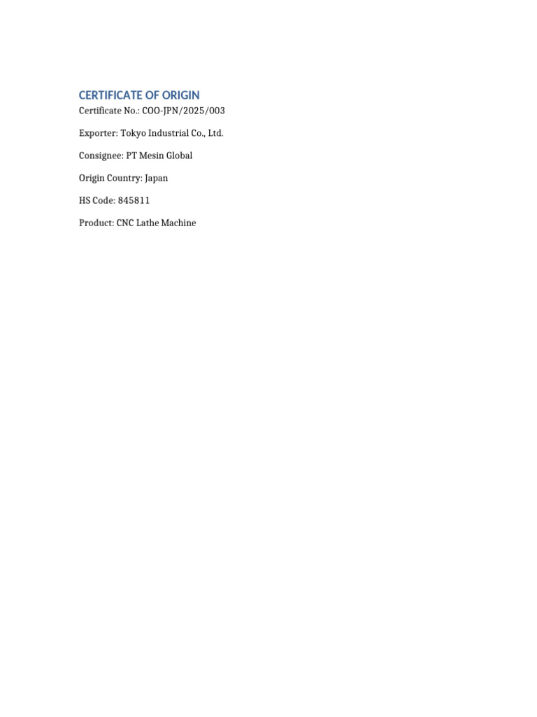 Certificate of Origin | PDF
