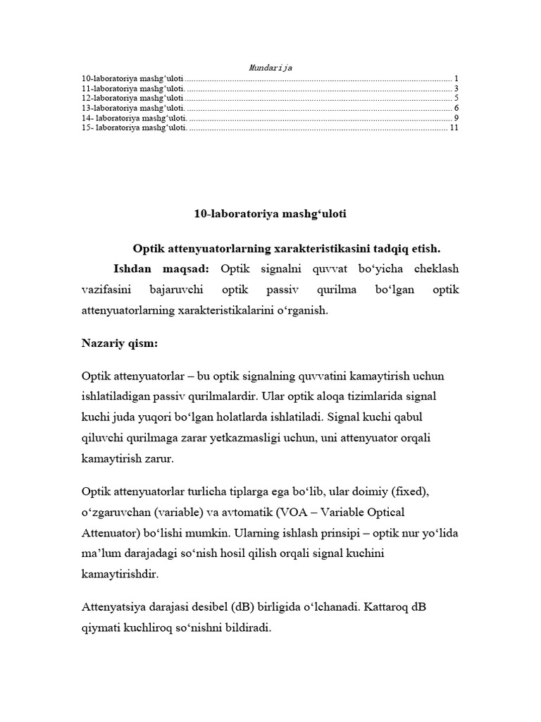 2-Labaratoriya Ishi OAT | PDF
