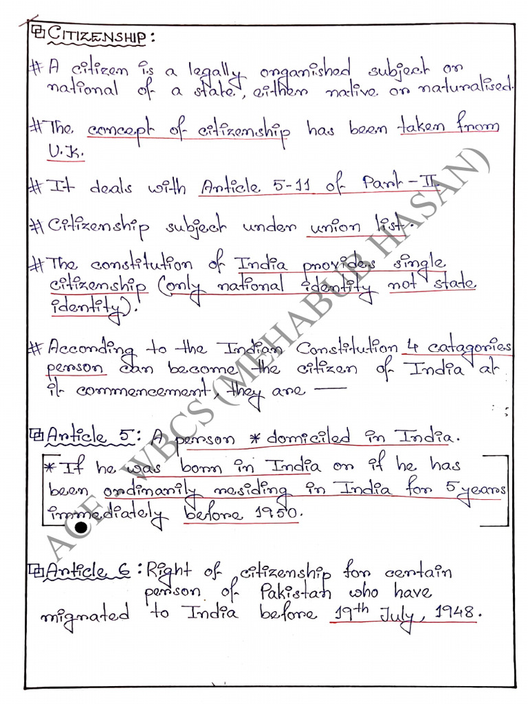 Understanding Indian Citizenship Laws | PDF