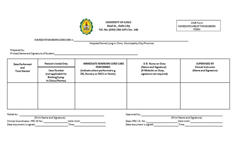 DR Newborn Care Form | PDF