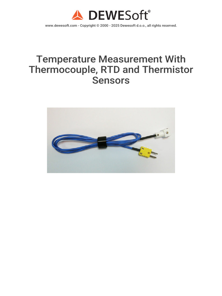 Temperature Measurement Sensors Guide | PDF | Thermocouple | Physical ...