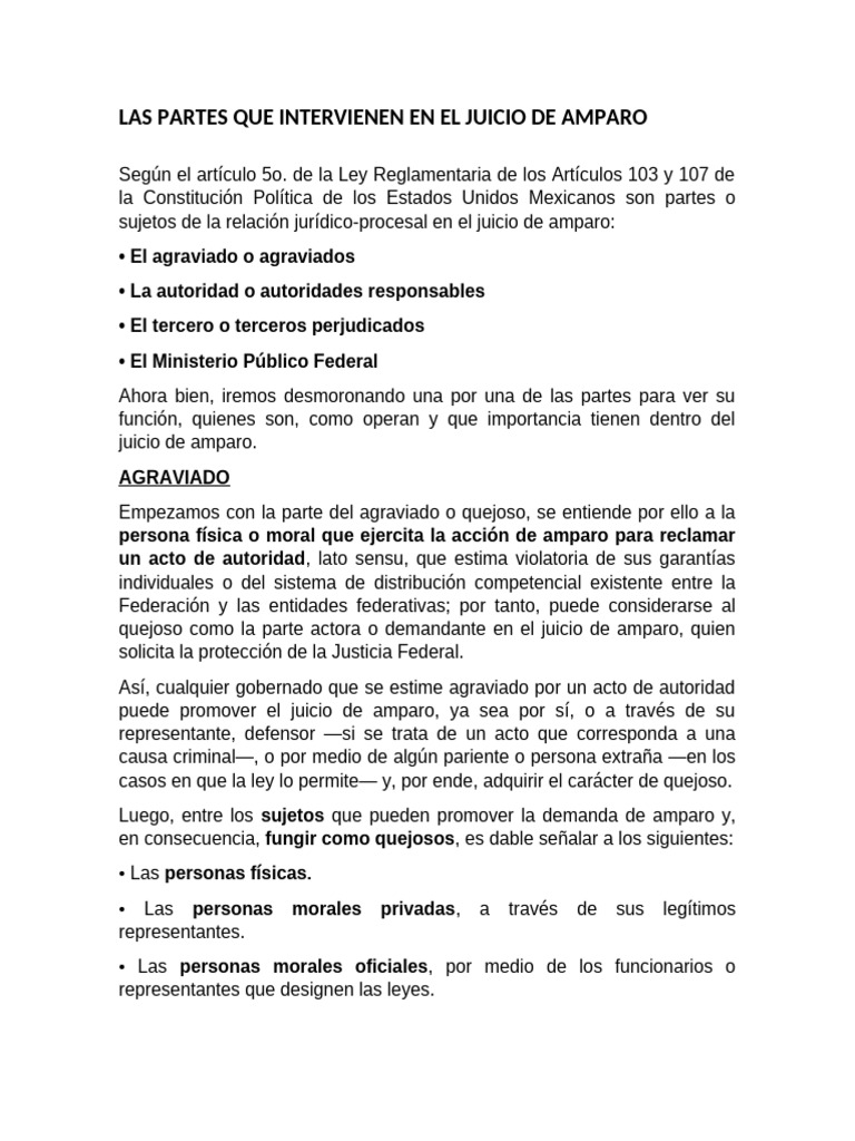 Partes en el Juicio de Amparo | PDF | Justicia | Crimen y violencia