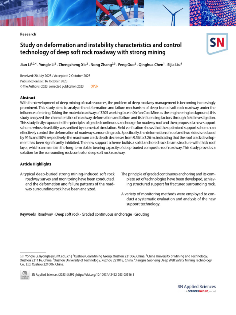 Study On Deformation and Instability Characteristics and Control ...