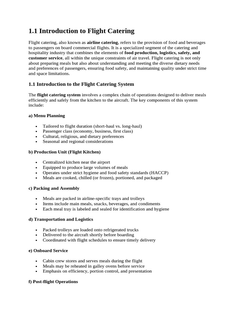 Flight Catering System Overview | PDF | Caffeine | Airport Lounge
