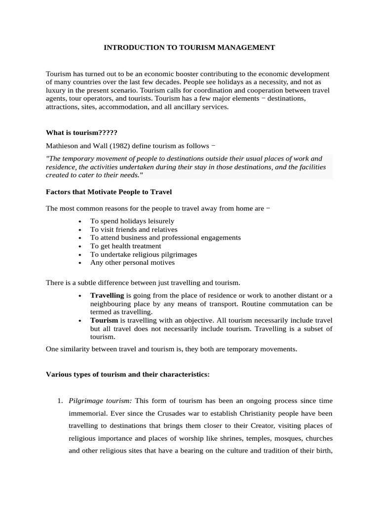 Overview of Tourism Management | PDF | Tourism | System