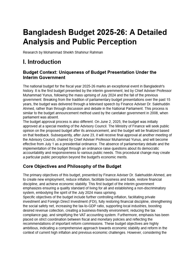 Bangladesh Budget 2025-26 Overview | PDF | Government Budget Balance ...