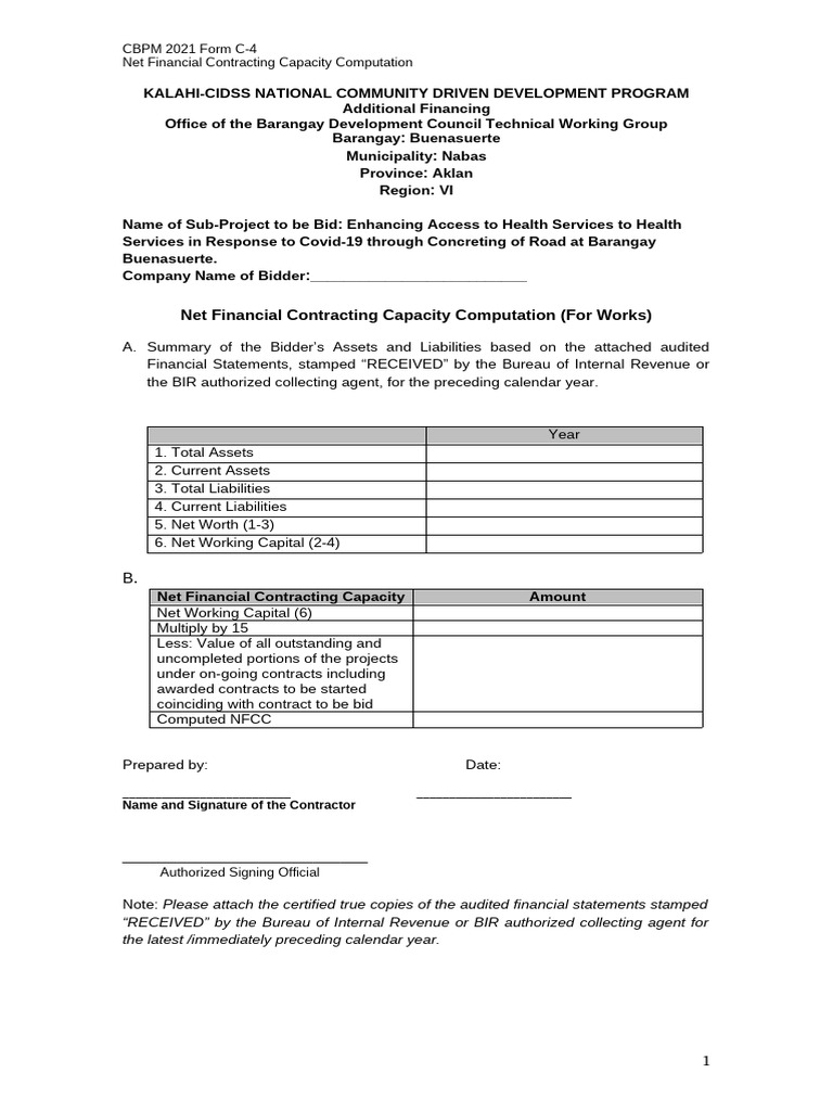 Buenasuerte CBPM 2021 Form C-4 - Net Financial Contracting Capacity | PDF