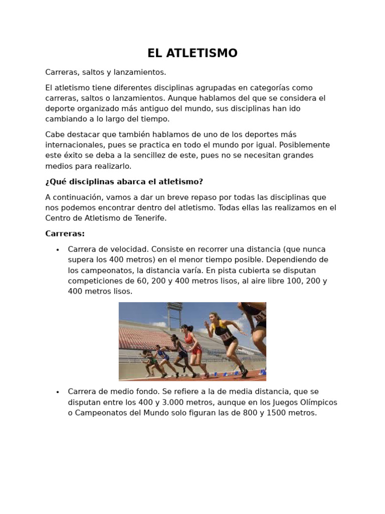 El Atletismo (2) | PDF | Deporte del atletismo | Deportes atléticos