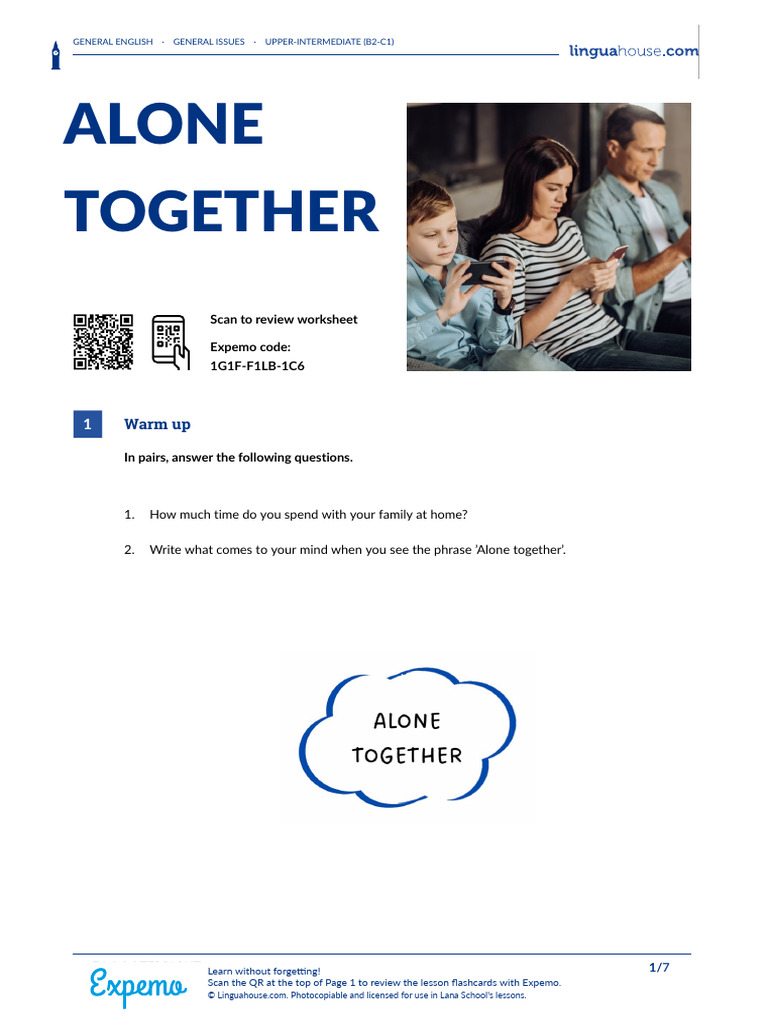 Alone Together British English Teacher B2 C1 | PDF | Reading ...