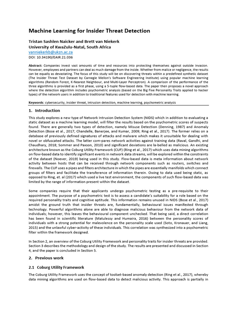 Machine Learning for Insider Threats | PDF | Machine Learning ...
