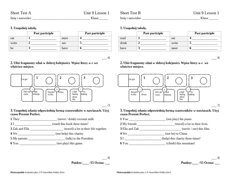Short Tests Unit 9 Lesson 1 | PDF