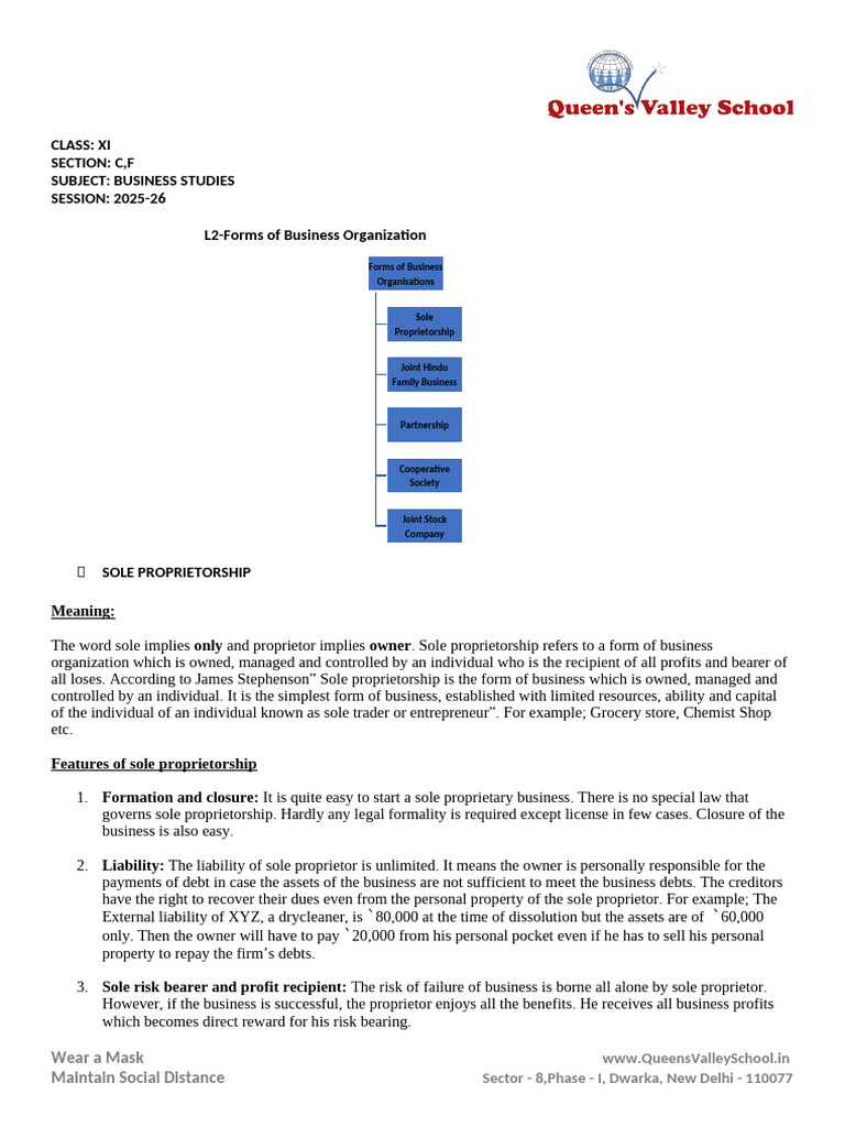 Xi - BST - Notes - L2-Forms of Business Organisations | PDF ...