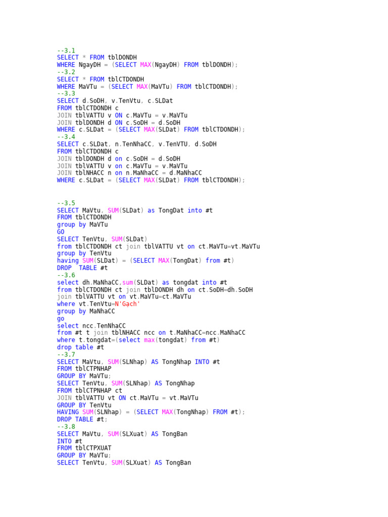 SQL Queries for Order and Inventory Analysis | PDF