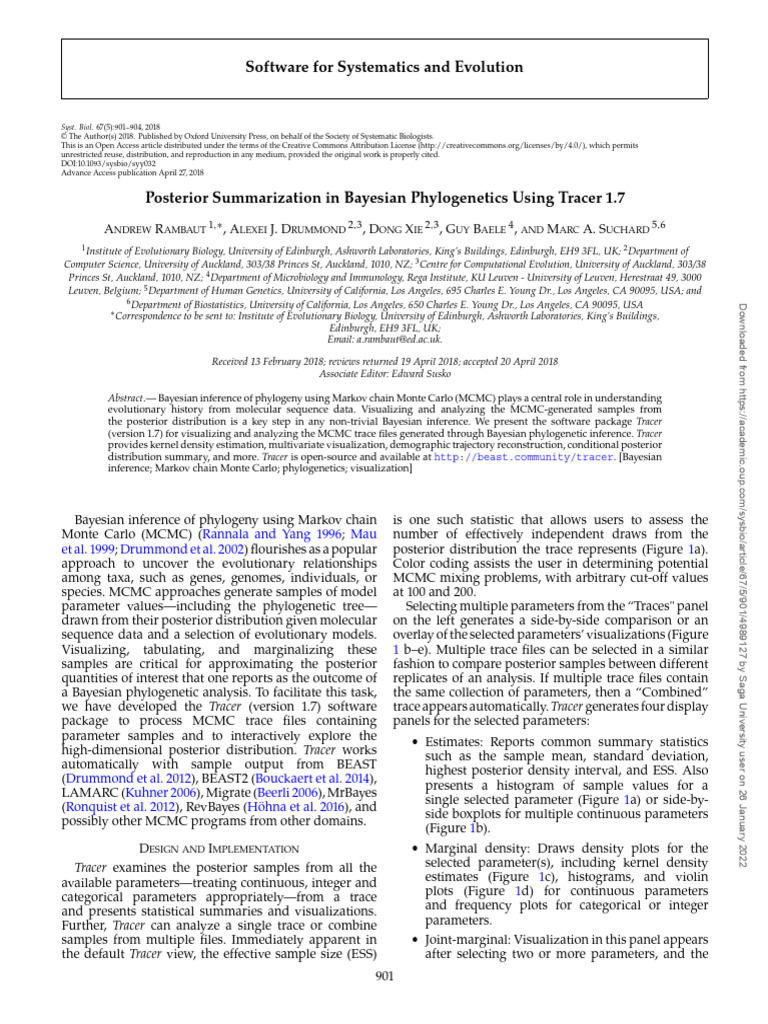 Rambaut2018 Tracer 1.7 | PDF | Phylogenetics | Monte Carlo Method