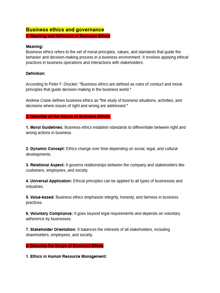 Understanding Business Ethics and Governance | PDF