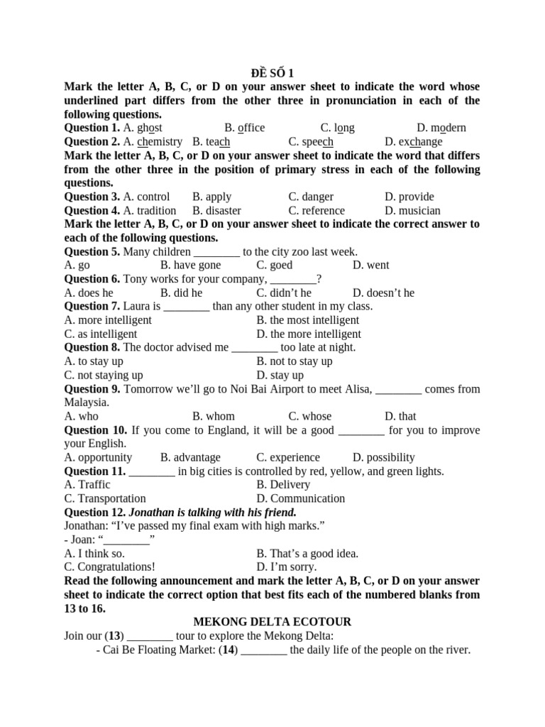 English Language Practice Test | PDF | French Fries | Weaving