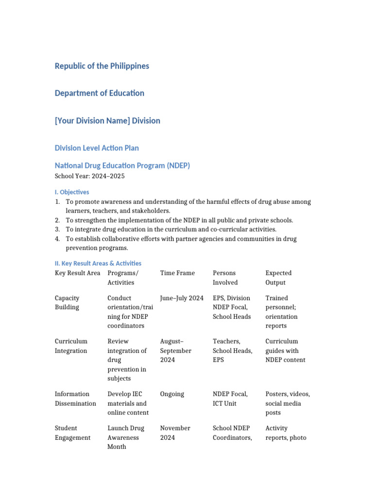 NDEP Action Plan 2024-2025 Philippines | PDF