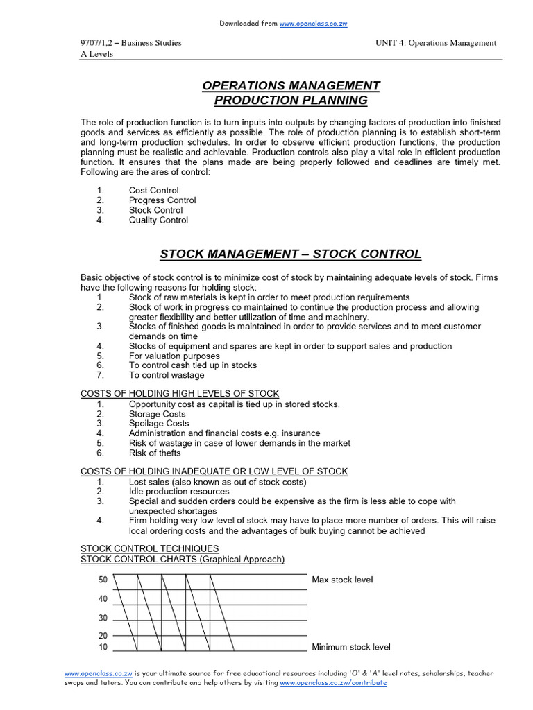 Operations Management: Stock Control Guide | PDF | Lean Manufacturing ...