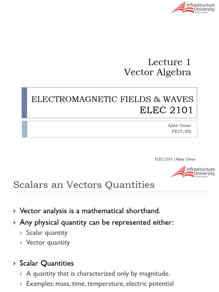 Lecture 1 Vectors and Cartesian Coordinate | PDF | Euclidean Vector ...