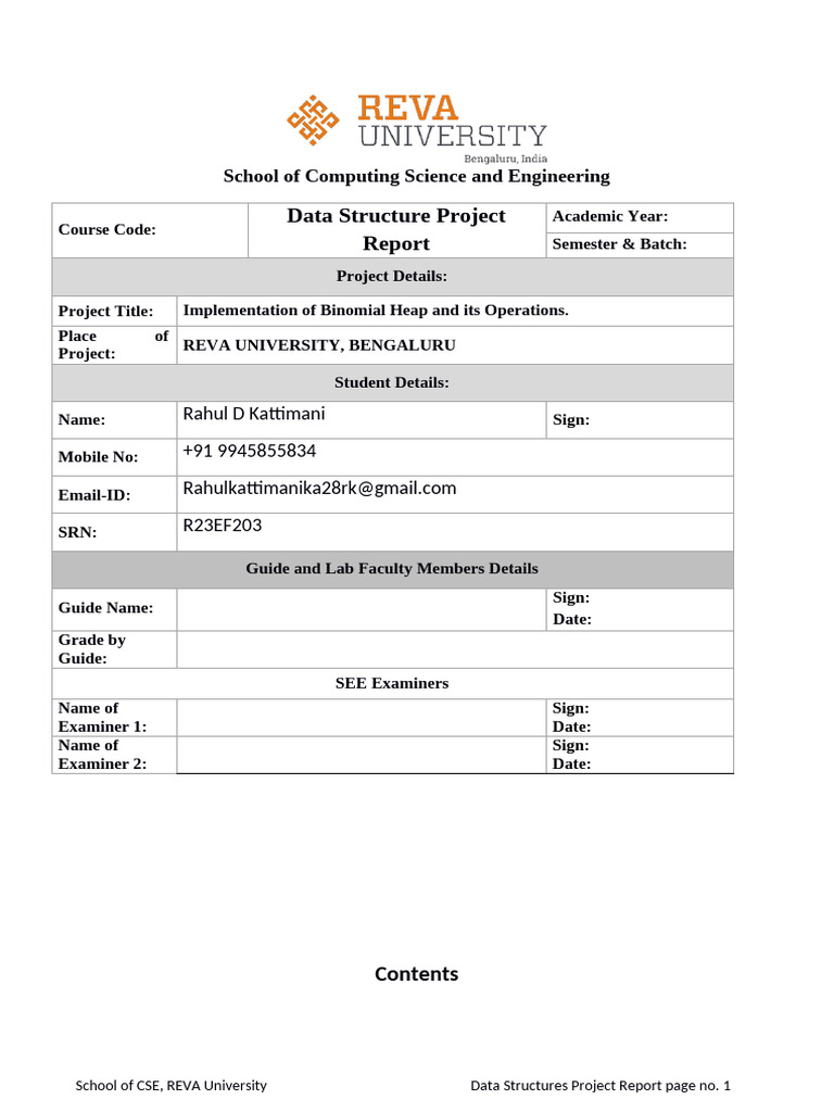 Ds Project Report Format | PDF | Algorithms And Data Structures