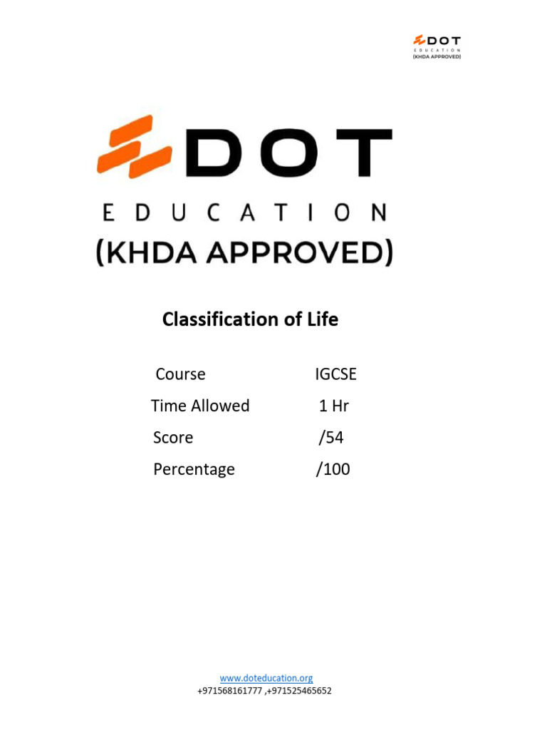 IGCSE Life Classification Course | PDF