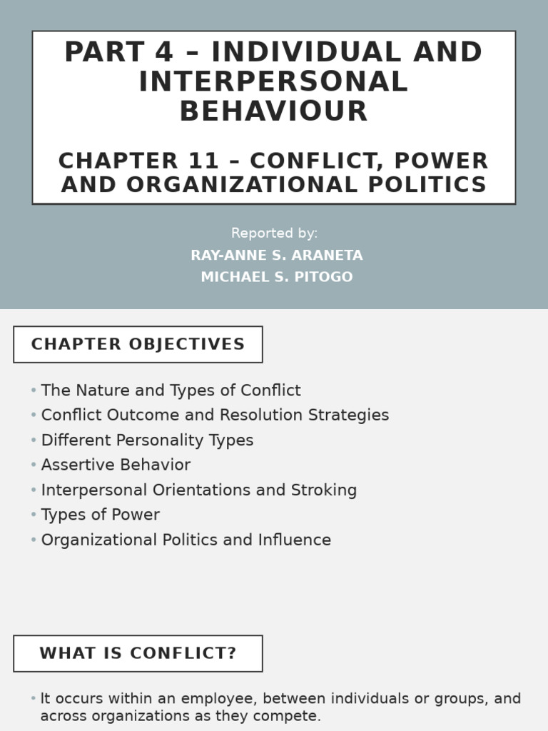 Conflict and Power in Organizations | PDF | Conflict (Process) | Power ...