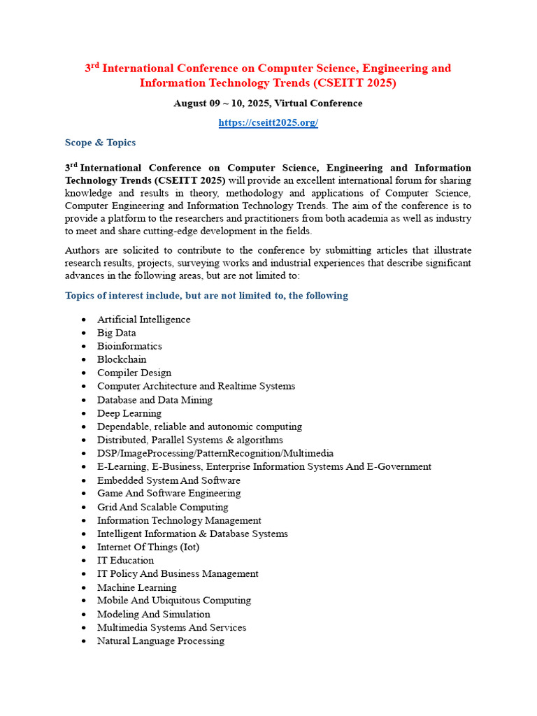 3rd International Conference On Computer Science, Engineering and ...