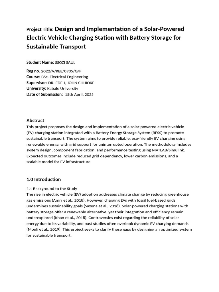 Solar EV Charging Station Design Proposal | PDF | Electric Vehicle ...