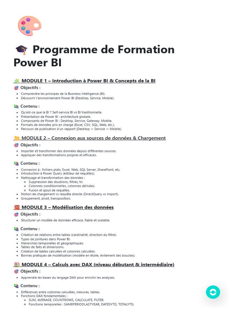 Formation Complète Power BI en 14 Modules | PDF | Microsoft Excel ...