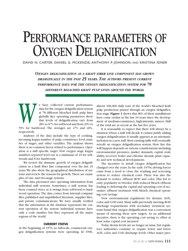 Global Oxygen Delignification Performance Data | PDF | Materials ...