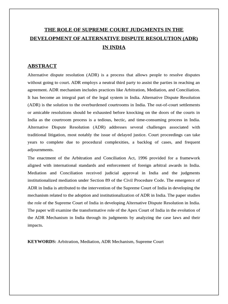 The Role of Supreme Court Judgments | PDF | Alternative Dispute ...