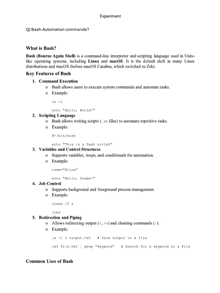 Bash Automation Commands | PDF