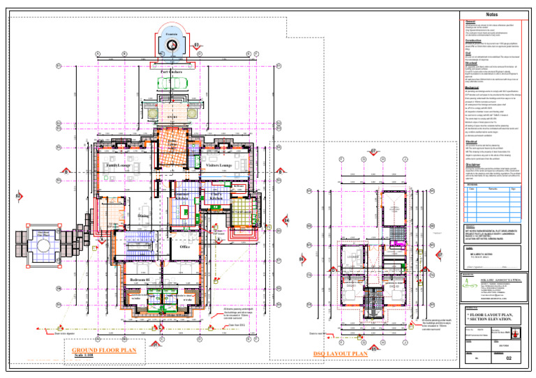 Set Kotes Farm House - Molo Ground Floor Plan and Section | PDF ...