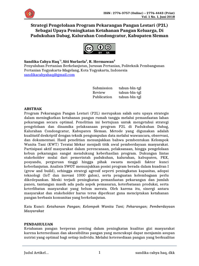 Strategi P2L untuk Ketahanan Pangan Keluarga | PDF