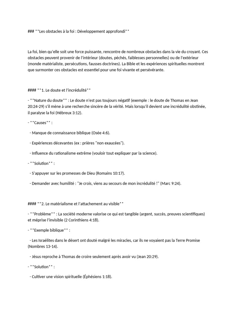Obstacles à la foi et solutions bibliques | PDF | Épître aux Hébreux | Dieu