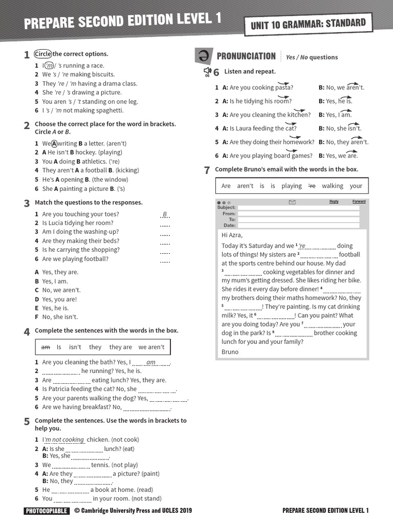 PREPARE 1 Grammar Standard Unit 10 | PDF | Lunch