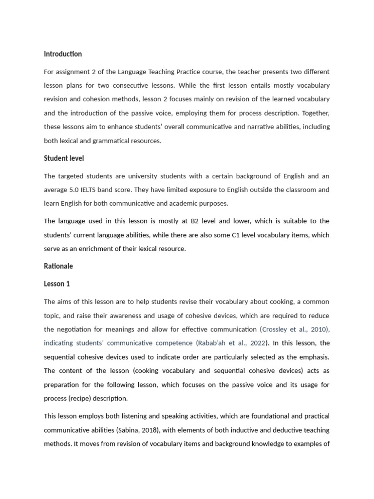 Rationale - Assignment 2 | PDF | Vocabulary | Reading Comprehension