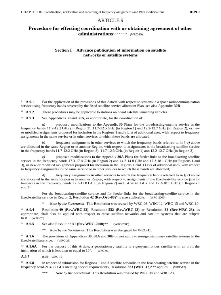 ITU RR Article 9 | PDF | Communications Satellite | Ground Station