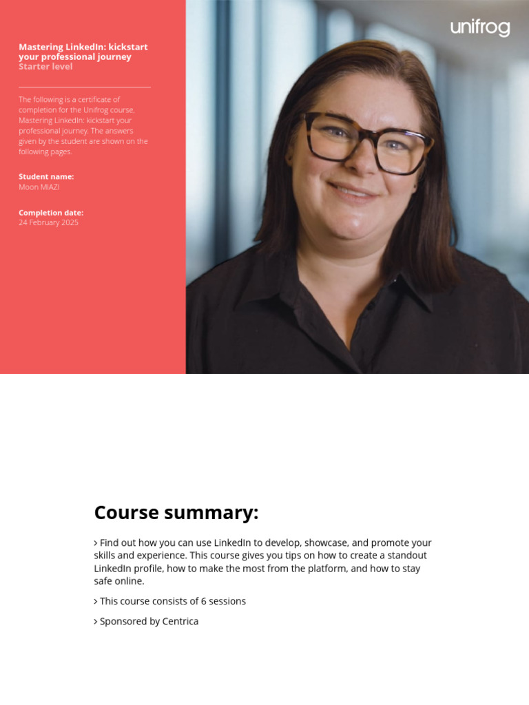 Unifrog Course Certificate | PDF | Linked In | Recruitment
