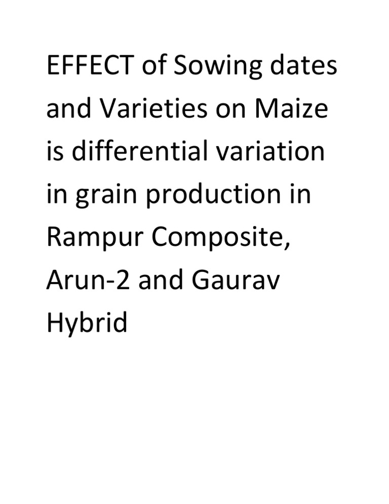 Effect of Sowing Dates and Varieties On Maize | PDF