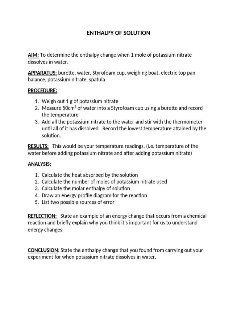 Enthalpy of Solution | PDF