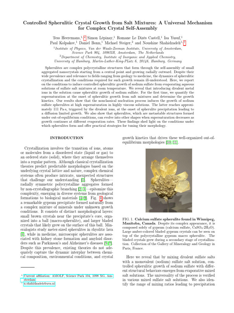 Controlled Growth of Sodium Sulfate Spherulites | PDF | Nucleation ...